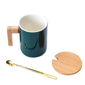 Mug en céramique de style nordique avec couvercle à vis, poignée et cuillère, compatible lave-vaisselle et micro-ondes, écologique, tasse à thé de bureau, cadeau, impression de logo - Product Image 5