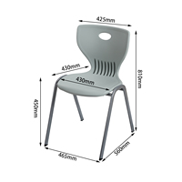 Chaise d'entraînement ergonomique empilable en plastique PP, couleurs personnalisées, tube rond D25*1.5mm, pour mobilier scolaire étudiant