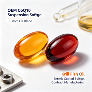 Gélules de CoQ10 OEM à suspension, mélange d'huiles personnalisé, huile de krill, gélules à revêtement entérique, fabrication sous contrat - Product Image 1