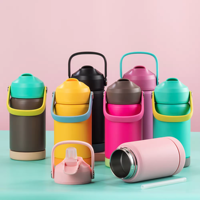 Vente chaude 12oz 18oz Bouteilles Thermiques Enfants École Sports Isolé En Acier Inoxydable Enfants Bouteille D'eau avec Poignée De Paille