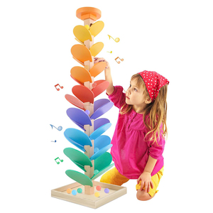 Kinder Montessori Klassischer Holz-Regenbogen Musikbaum Kugelbahn Farbenfrohes Kognitives Lernspielzeug für 5 bis 7 Jahre - Product Image 3