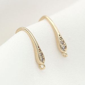 Factory Wholesale 14K Gold Plated Inlaid Zircon <strong>Earring</strong> <strong>Hooks</strong> for <strong>Earring</strong> Making - Product Image 1