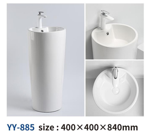 <span class=keywords><strong>Lavabo</strong></span> a colonna in ceramica, rotondo, quadrato, affusolato, bianco, autoportante per progetti di bagni d'albergo - Product Image 2