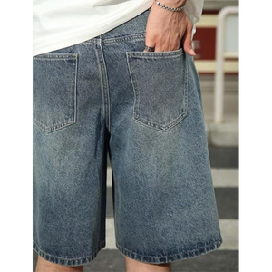 custom denim shorts Slightly <b>Stretch</b> 100% Cotton Straight Leg Casual baggy jorts <b>men</b> High Quality Breathable streetwear shorts - Product Image 4