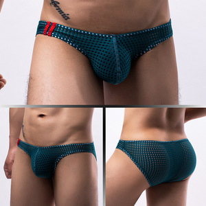 Comfortable <strong>Men's</strong> Mesh <strong>Briefs</strong> Solid Low Waist Sexy <strong>Briefs</strong> U-shaped Boxers <strong>Briefs</strong> - Product Image 2