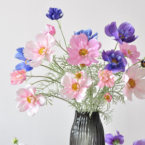 WFR319 venta al por mayor boda decoración del hogar SilkGalsang flores artificiales rosa púrpura flocado <span class=keywords><strong>Cosmos</strong></span> <span class=keywords><strong>Bipinnatus</strong></span> para arreglo floral - Product Image 3