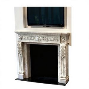 Cheminée décorative d'intérieur moderne en marbre blanc, sculptée à la main, avec manteau de cheminée - Product Image 4