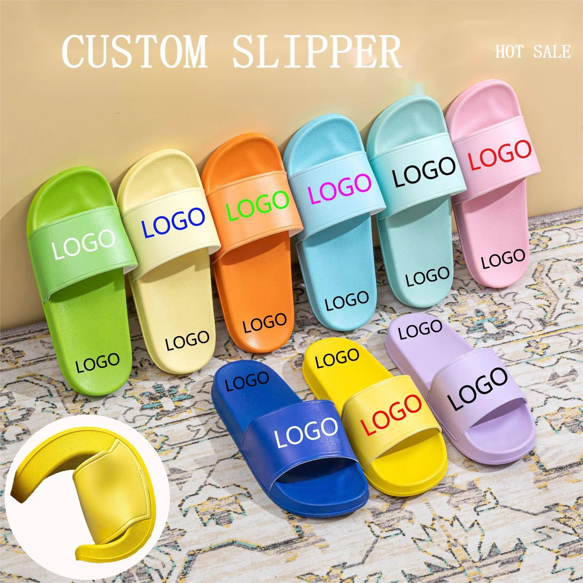 Custom Flip Flops Custom Bedrukte Slippers Slippers Schoenen Custom Logo Glijbaan Designer Slippers Voor Heren Zomer Schoenen Eva Upper