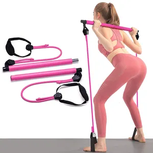 Çıkarılabilir egzersiz aksesuarları Yoga sopa Pilates Bar kiti ile ayarlanabilir direnç bandı