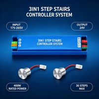 Contrôleur intelligent de lumière d'escalier PLC 36 marches 24V 400W Système d'éclairage automatique des marches pour bandes LED Maison Hôtel Villa
