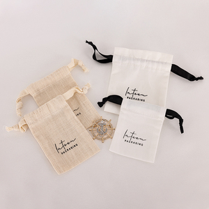 Bolsa de Regalo de Joyería de Lona de Algodón Natural con Cordón, Forma Redonda, Impresión de Logotipo Personalizado, Alta Calidad, Tamaño Personalizado - Product Image 6