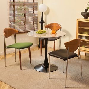 Scandinavian Minimalist Upholstered <b>Dining</b> <b>Chair</b> Solid Wood Metal Frame Designer Creative <b>Chair</b> Adult Use - Product Image 2