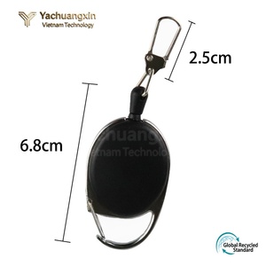Porte-clés rétractable en métal, mousqueton noir de conception ovale, pour usage en camping en plein air, 1 pièce, toutes saisons - Product Image 3