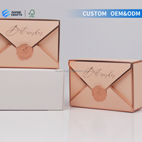 FAVORCRAFTS Boîte personnalisée de luxe style enveloppe, mini-boîte en papier avec sceau de cire, pour bonbons, cadeaux de mariage, aliments, finition mate haut de gamme