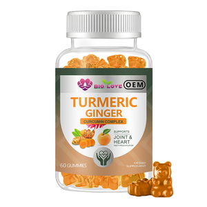 Gummies de curcuma et de <span class=keywords><strong>gingembre</strong></span> en gros, marque privée OEM, avec poivre noir, stimulant immunitaire, antioxydant, complément alimentaire, <span class=keywords><strong>bonbons</strong></span> - Product Image 1