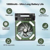 Kipas berkemah dengan lampu, bertenaga baterai & kipas tenaga surya, 10000mAh dapat diisi ulang ventilasi untuk tenda Rumah & luar ruangan