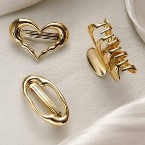 Pinces à cheveux en métal doré, antidérapantes, pour cheveux fins, épais ou bouclés, accessoires de coiffure pour femmes et filles - Product Image 3