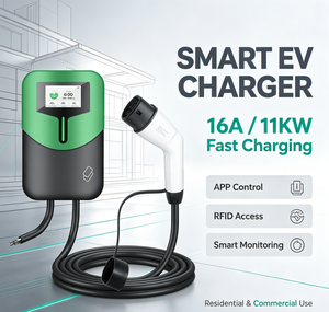 Borne de recharge murale EU EVSE 11KW 16A Type 2 pour véhicules électriques, avec RCD 30mA AC, logo personnalisable, OEM disponible - Product Image 1