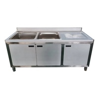 Kabinet Wastafel Dapur Besar Anti Karat Lapisan Pembersih Otomatis dengan Rak Pengering, Bahan Stainless Steel Harga Kompetitif