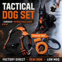 Harnais et laisse pour chien de grande race, robuste, anti-traction, gilet tactique réfléchissant, laisse rétractable de 16 pieds