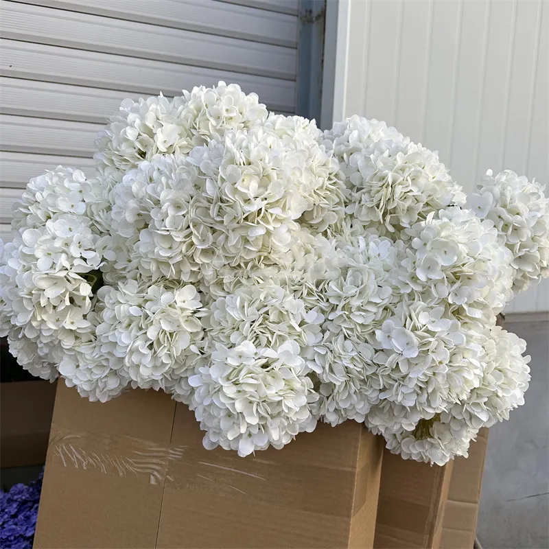 CM-TH623 Good Quality Fake Flower Florist Wholesale Single White Hydrangea Artificial Flower