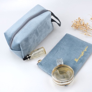 Custom Logo Printing Velvet Zipper <b>Makeup</b> Case Luxury Travel Cosmetic Brush Packing Portable <b>Makeup</b> <b>Storage</b> Bag - Product Image 5