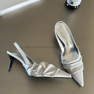 New Summer High Quality Thin Heel Sandals Silk Fashion for Women <b>Pointed</b> Toe Shoes - Product Image 1