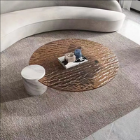 Table basse moderne pour bureau, nouveau design, en marbre naturel, effet vague d'eau, verre trempé blanc