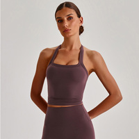 Tendance 2026 Soutien-gorge de sport ultra doux et très extensible, rembourré, style crop top et débardeur de yoga pour femme