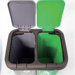 <span class=keywords><strong>Poubelle</strong></span> double 2-en-1 avec pédale et roues, 20L, en plastique HDPE écologique, portable, pour tri et recyclage, maison et cuisine - Product Image 3