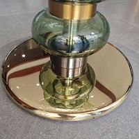 Handgeblasener Glas-Beistelltisch, Luxuriöser Wasserwellen-Glastisch, Runder Akzent-Kaffeetisch für Wohnzimmer, Hotel und Villa