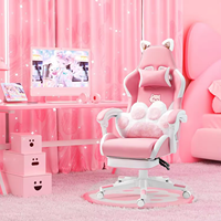Chaise de jeu ergonomique en cuir PU avec repose-pieds, coussin lombaire pour filles, pour la maison, les jeux et le bureau