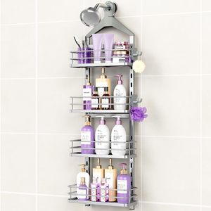 4 Tier Height-Adjustable <strong>Shower</strong> Caddy Hanging Anti-Swing-Over the <strong>Shower</strong> Household Punch-free Organize Wall <strong>Storage</strong> <strong>Shower</strong> - Product Image 1