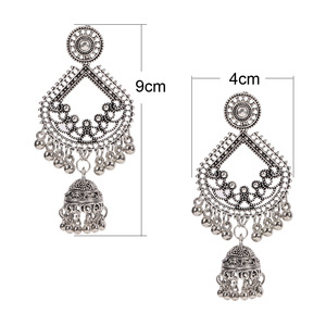 Vintage Gold Plated Chandelier <b>Earrings</b> <b>Tassel</b> Dangle Women's Party Jewelry Precious Metal Alloy Bezel Setting - Product Image 3