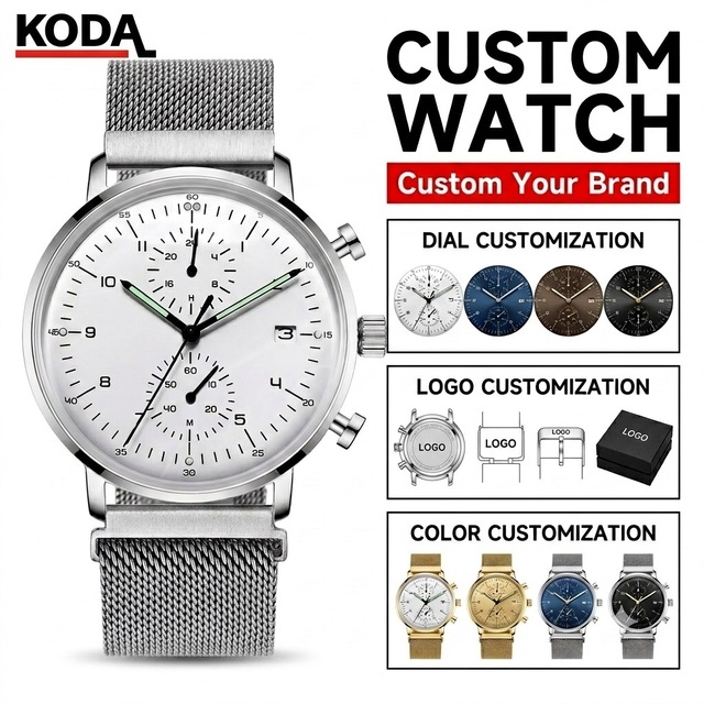 Unisex Casual Braided Strap Stainless Steel Watch Luminous Hands 3D Dial 40mm 20mm Water Resistant Quartz Leather Glass Box