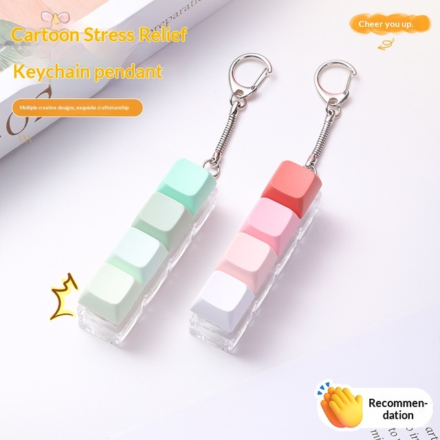 Plastic Decompression Button 4-key PC Shell Mechanical Keyboard Macaron Color Keychain Creative Lightweight Fashionable