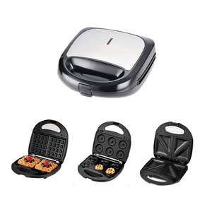 Máquina para hacer desayunos 3 en 1, máquina para hacer sándwiches, gofres y donuts, revestimiento antiadherente eléctrico, 24x24x9cm, estándar europeo, 220V - Product Image 4
