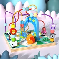 Cubo de Actividades Montessori de Madera, Laberinto de Cuentas, Clasificador de Formas, Cofre del Tesoro, Juguete Educativo para Bebés, Habilidades Motoras Finas