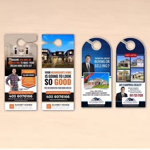 Personnalisé <span class=keywords><strong>pas</strong></span> cher immobilier carton Flyer <span class=keywords><strong>impression</strong></span> bouton suspendu publicité porte cintre pour hôtel - Product Image 2