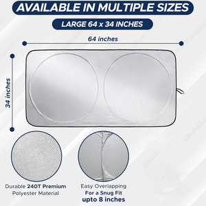 Foldable Front Windshield Sun <b>Shade</b> Polyester UV Sun Heat Car Sun <b>Shades</b> Auto Double Circle Car Sunshade With Custom Logo Print - Product Image 5
