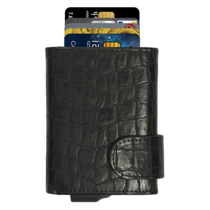 CardHoda Crocodile Leather Long <b>Wallet</b> RFID Blocking Fold Closure Unisex Minimalist Style Card <b>Holder</b> with Cash Compartment - Product Image 2