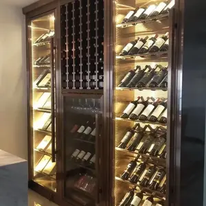 Armadietto del vino in acciaio inossidabile con display in vetro per cantina commerciale e armadietto del vino personalizzato di fascia alta
