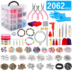 Kit de matériaux de bijouterie INTODIY 2062 pièces, accessoires de pince, ensemble complet, perles de verre colorées créatives, outils de fabrication faits à la main, boîte - Product Image 1