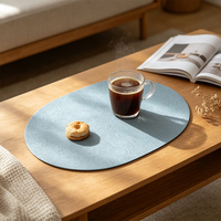 Ovale placemat van kunstleer, waterdicht, antislip en hittebestendig, geschikt voor bruiloften, restaurants, eetkamers, kantoren, hotels.