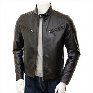Chaqueta de Cuero Genuino Negra para Hombre, Corte Ajustado, Estilo Motero, Cafe Racer, Abrigo de Piel de Vaca, Prenda Exterior Clásica Personalizada, Nueva Colección de Invierno - Product Image 1