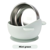 Ensemble d'alimentation pour bébé en silicone sans BPA, design ours, bol à ventouse, assiette d'apprentissage, fourchette, cuillère, tasse, 6 pièces, kit de vaisselle pour tout-petits