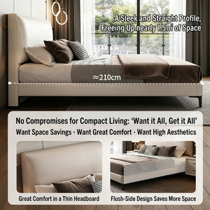 Meubles de chambre à coucher en bois de luxe moderne, lits rembourrés, cadre de lit double super king size avec tiroirs, design 2026 - Product Image 5