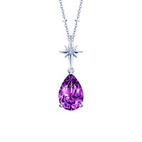 Collier pendentif en argent sterling 925 avec améthyste pour femme, forme goutte d'eau, luxe, à porter au quotidien