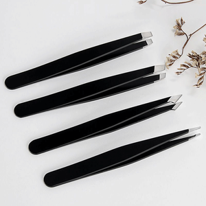 Pinzas Clásicas de Acero Inoxidable para Cejas, 4 Estilos, Inclinadas y Puntiagudas, Herramienta de Belleza de Precisión Negra - Product Image 6