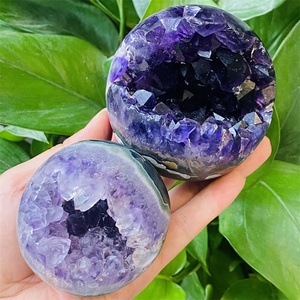 Bola de geoda de cristal púrpura Natural, Bola de amatista con agujero de racimo, esfera curativa, decoración de amatista - Product Image 5